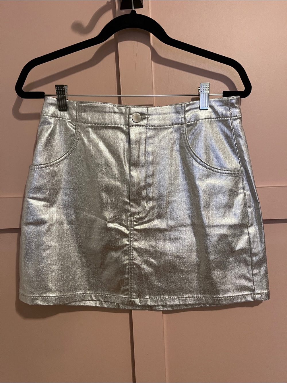 Silver Metallic Mini Skirt
